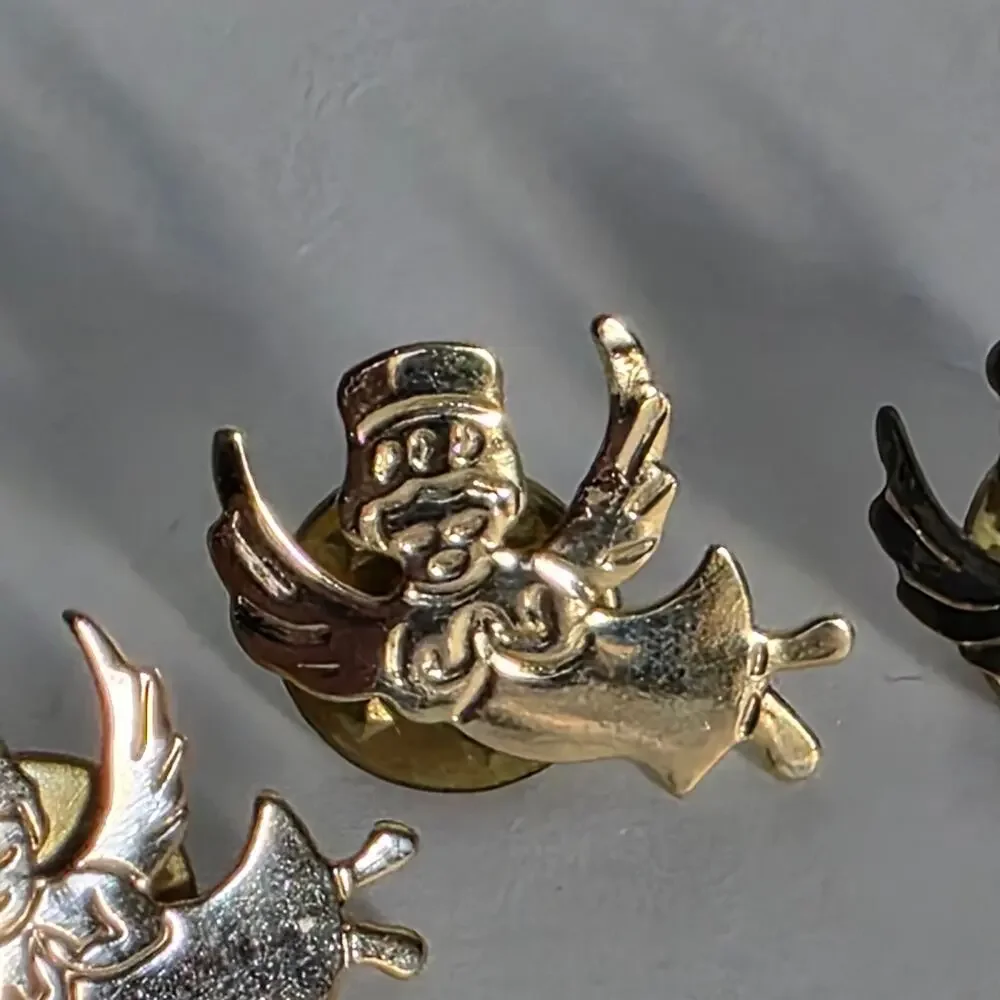 Vintage Gold Tone Angel Lapel Pins Lot of 3 Guardian Angel Tie Tack Brooch